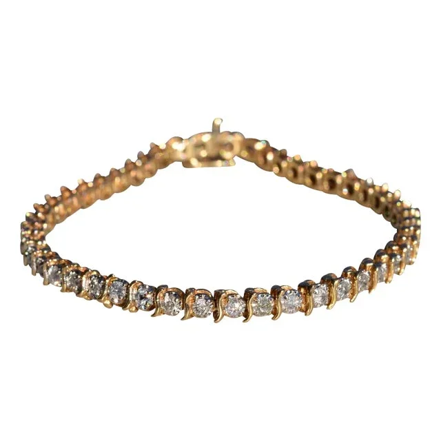 The Zambrano: Ladies 14K Yellow Gold 1.35CTW Diamond S Chain Tennis Bracelet