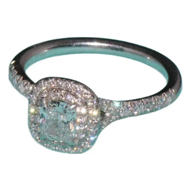 Tiffany & Co. Natural 0.79Cts F Vvs1 Diamond Soleste 950 Platinum Engagement Ring, Size 5.75