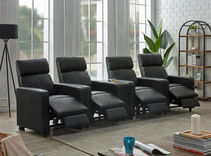 Toohey Black Upholstered Tufted Recliner Living Room Set
