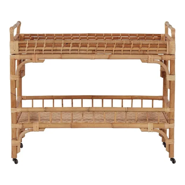 Transitional Shoreline Rattan Bar Cart