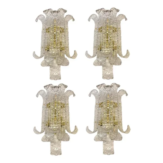 Transparent Lingue Murano Style Glass Wall Lamps from Simoeng, Set of 4