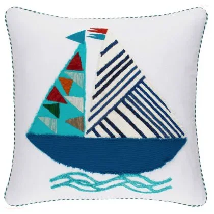 Triangle Sailboat Applique Decorative Pillow by Pine Cone Hill