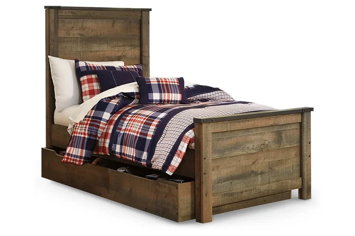 Trinell Brown Twin Storage Platform Bed with 1 Large Drawer