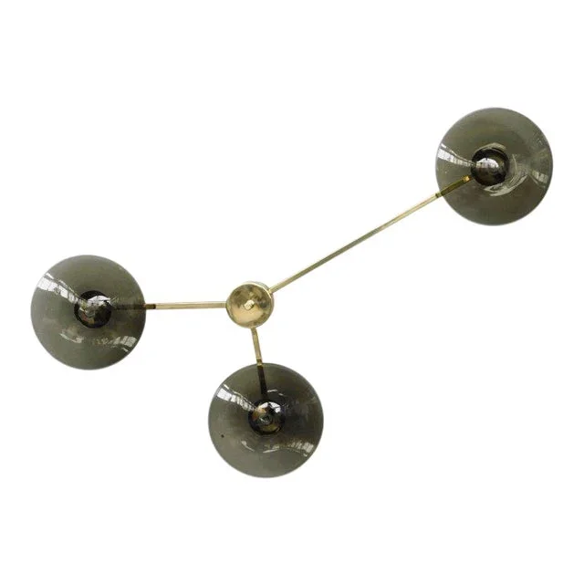 Trio Polished Brass Smoky Glass Flush Mount by Fabio Ltd