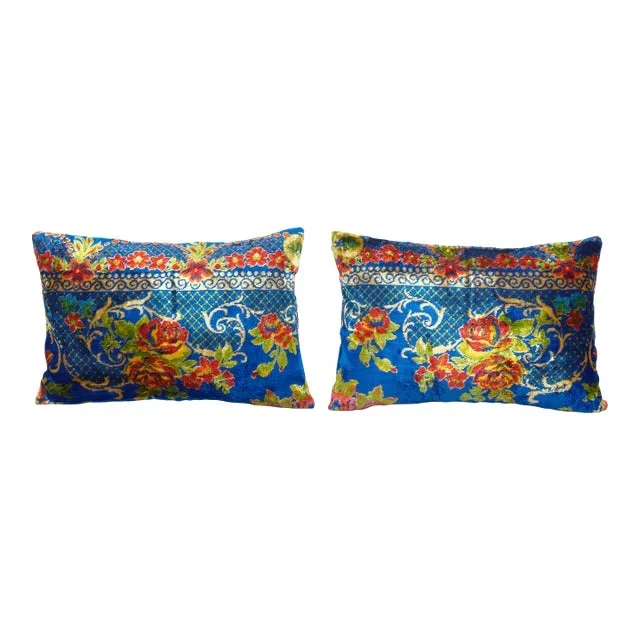 Turkish Blue Velvet Pillow Cover – a Pair