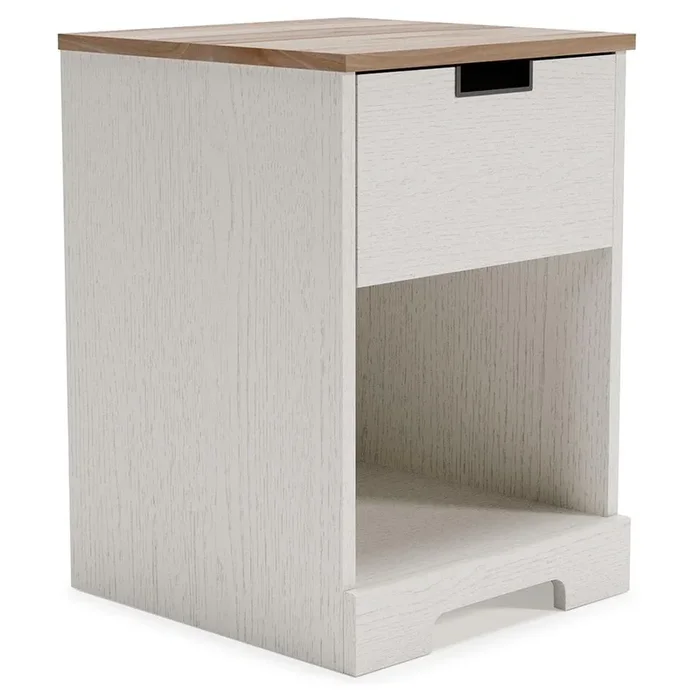 Vaibryn – White / Brown / Beige – One Drawer Night Stand