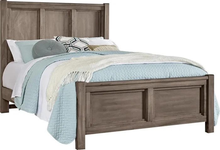 Vaughan-Bassett Chestnut Creek King Panel Bed in Pewter