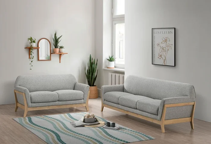 Vaughn Gray 2-Piece Fabric Upholstered Flared Arm Living Room Set