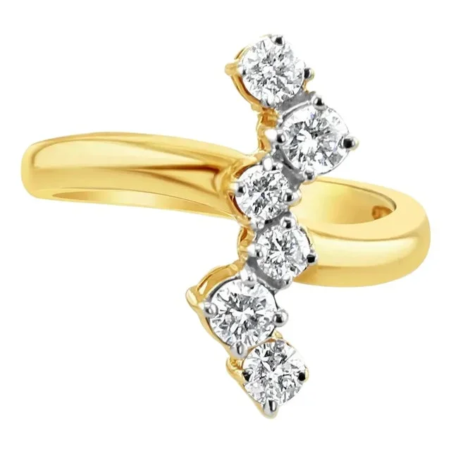 Vertical Diamond Cocktail Ring .75cttw 14k Yellow Gold, Size 6