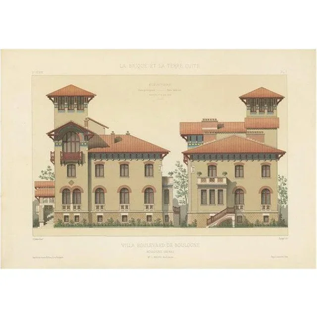 Villa Boulevard De Boulogne in France, 1890s, Paper