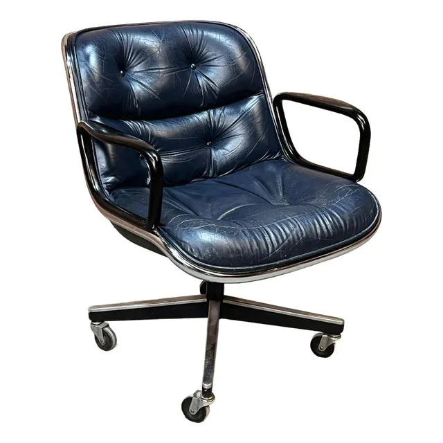 Vintage 1980s Knoll Executive Chair by Charles Pollock in Leather