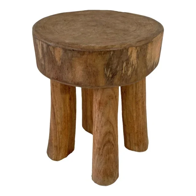Vintage African Carved Wood Milk Stool Hehe Gogo People Tanzania 11.5″ H