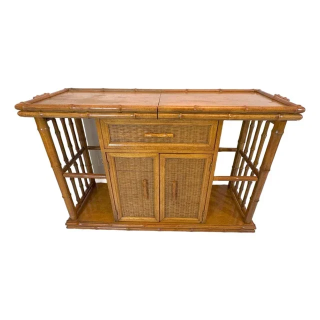 Vintage American of Martinsville Bamboo Bar Cabinet on Casters