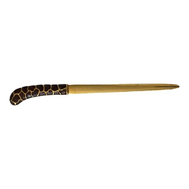 Vintage Brass Gilded Enamel Letter Opener