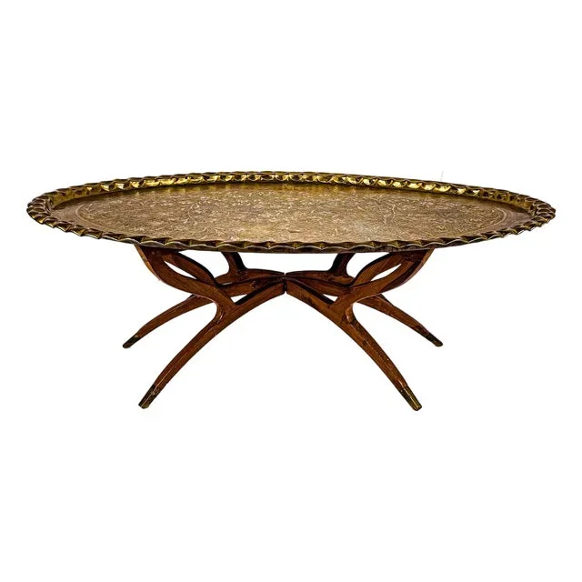 Vintage Brass Tray Table With Base