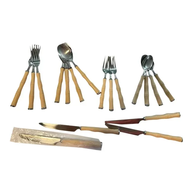 Vintage Cambridge Faux Bamboo Flatware Set- 18 Pieces