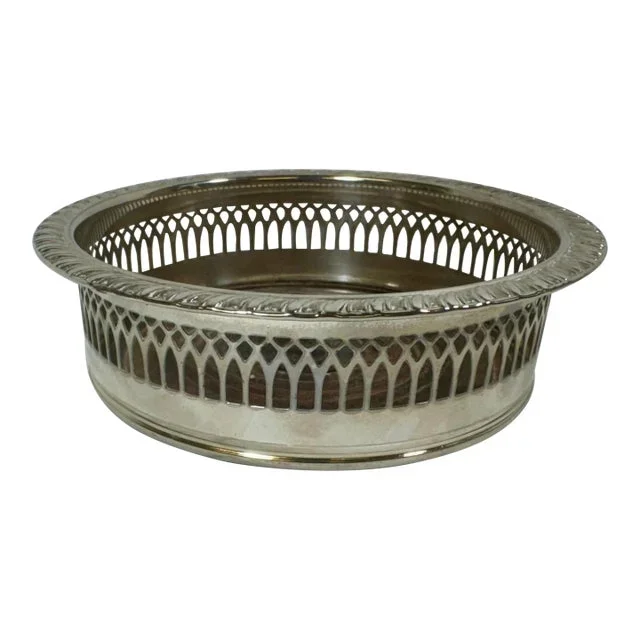 Vintage Cavalier Silver Plate Wine Coaster With Wood Bottom From England – Circa 1940