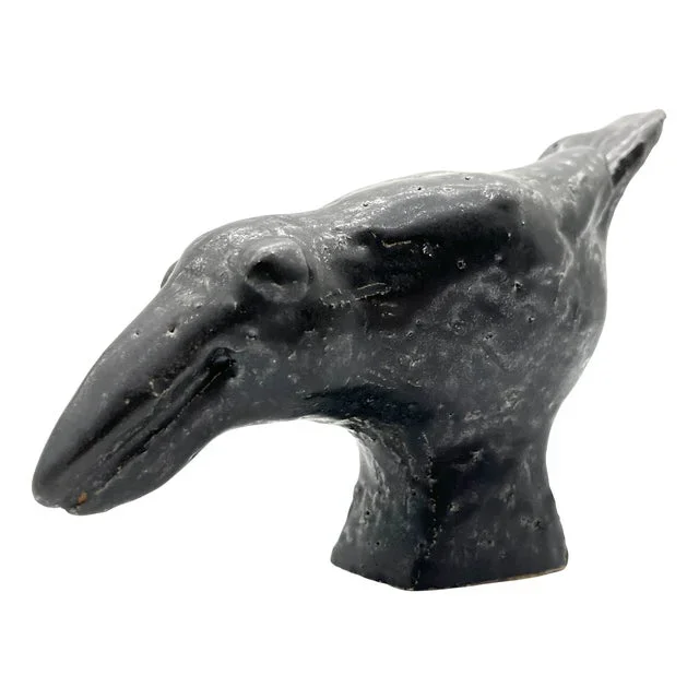 Vintage Ceramic Black Bird Sculpture by Ueli Schmutz, 1970s