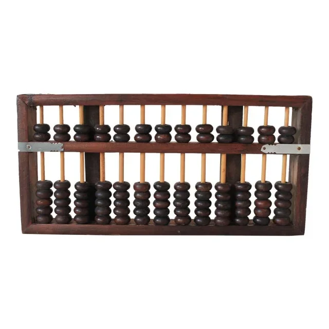 Vintage Chinese Wood Abacus Counter With Brown Beads