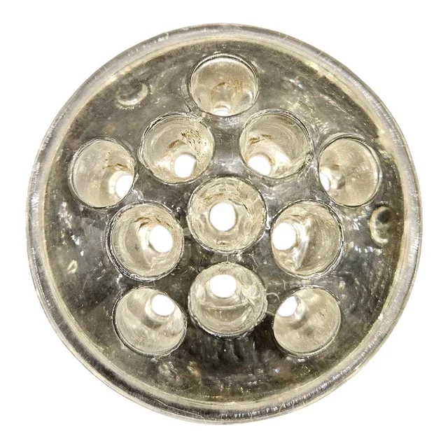 Vintage Clear Glass 11 Hole Flower Frog