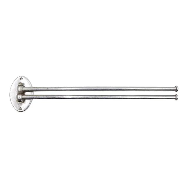 Vintage European 16.25 In. Nickel Swing Double Arm Towel Rack
