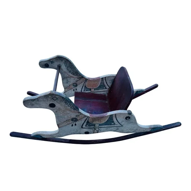Vintage Hand Crafted Folk Art Rocking Horse