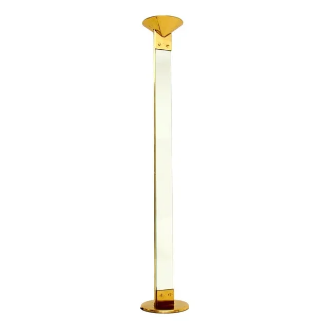 Vintage Italian Brass and Glass Floor Lamp by Max Baguara for Lamperti, 1970