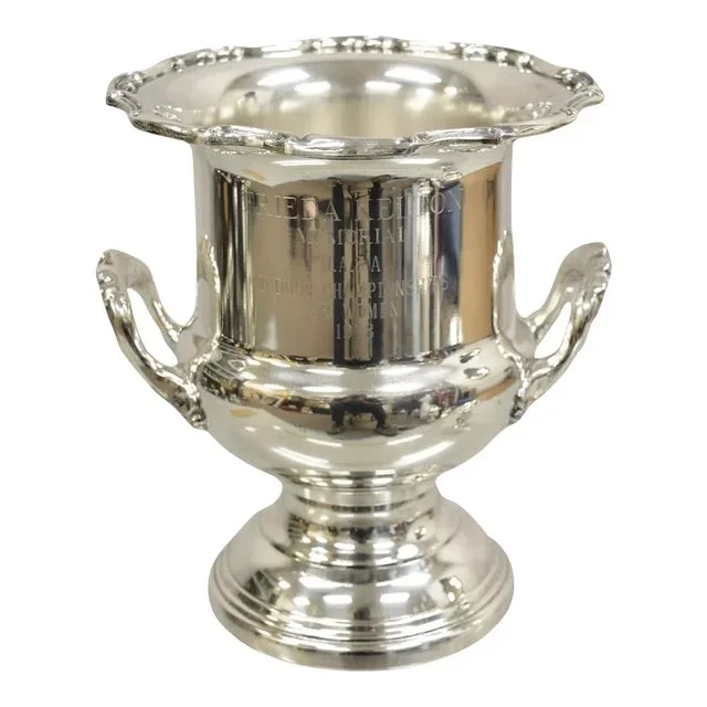 Vintage Leonard Silver Plated Award Trophy Cup Champagne Chiller 1978 Champion