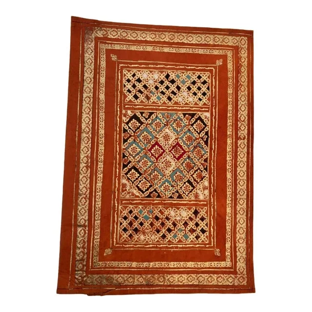 Vintage Moroccan Red and Gold Embossed Leather Padfolio