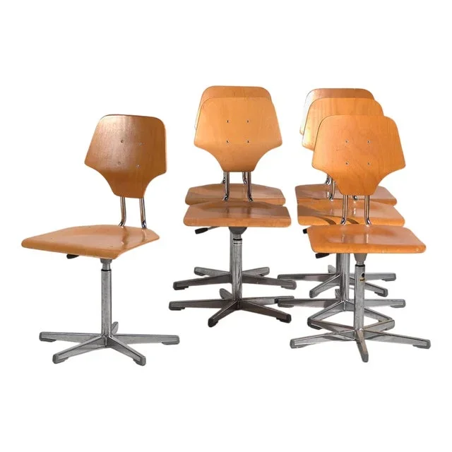 Vintage Office Chairs, 1950, Set of 6