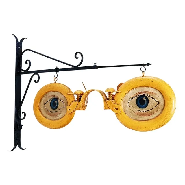Vintage Optical Shop Sign in Metal, 1920s