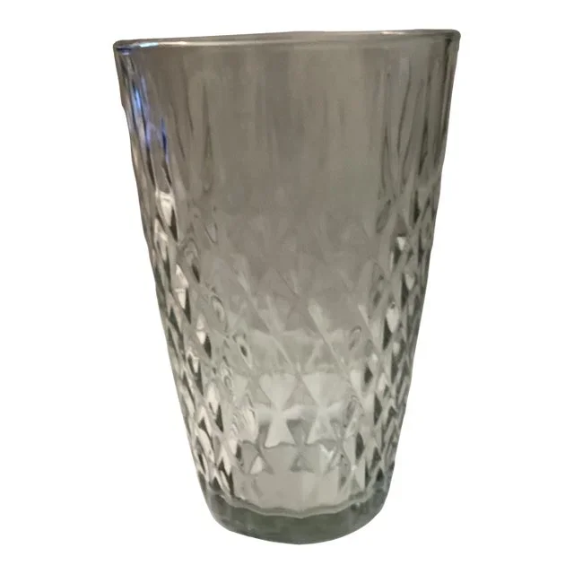 Vintage Pressed Glass Diamond Pattern Vase