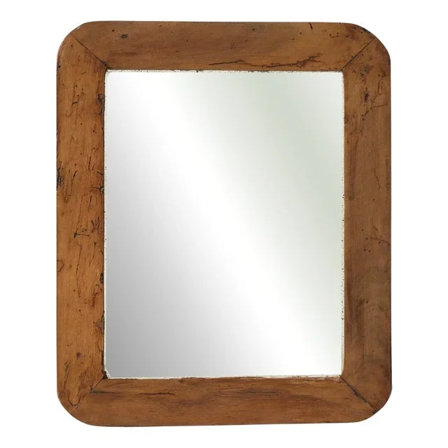 Vintage Rounded Wood Mirror, Spain, 1950s