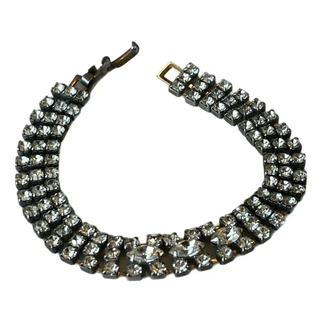 Vintage Three Row Rhinestone Bracelet