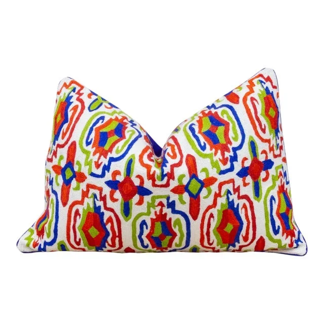 Vintage Tribal Moroccan Wool Embroidered Throw Pillow Cover