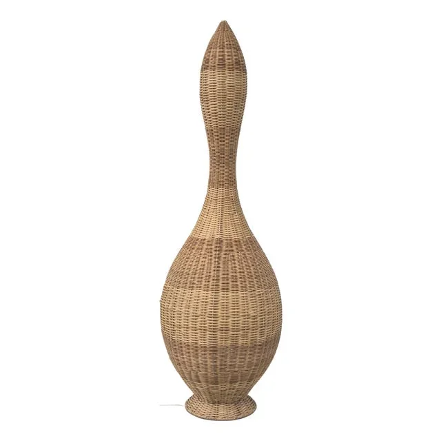Vintage Two-Light Wicker Floor Lamp, Italy, 1960s