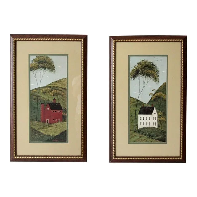 Vintage Warren Kimble Folk Art Prints : Brandon Barn & Brandon House
