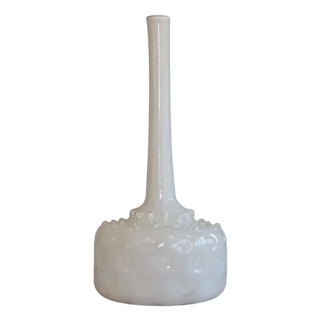 Vintage White Murano Glass Bud Vase, Empoli, Italy, 1960s