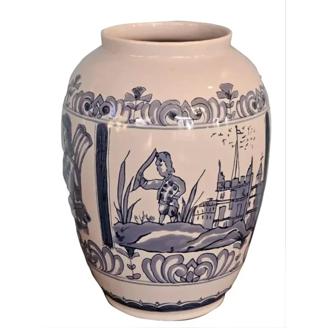 Vintage Williamsburg Delft Large Vase Made by Oud in Holland C 49 “London Jar”