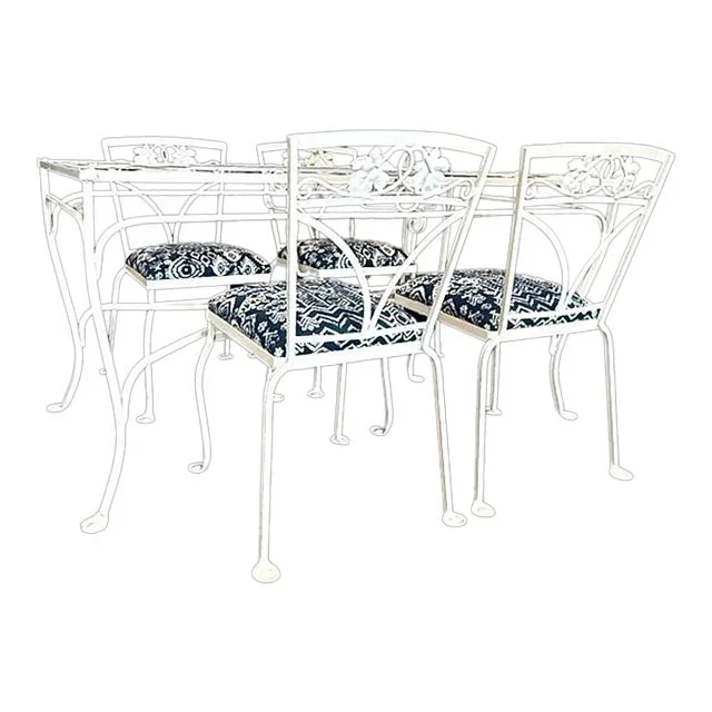 Vintage Wrought Iron Dining Set – Painted Benjamin Moore Mountain Peak White