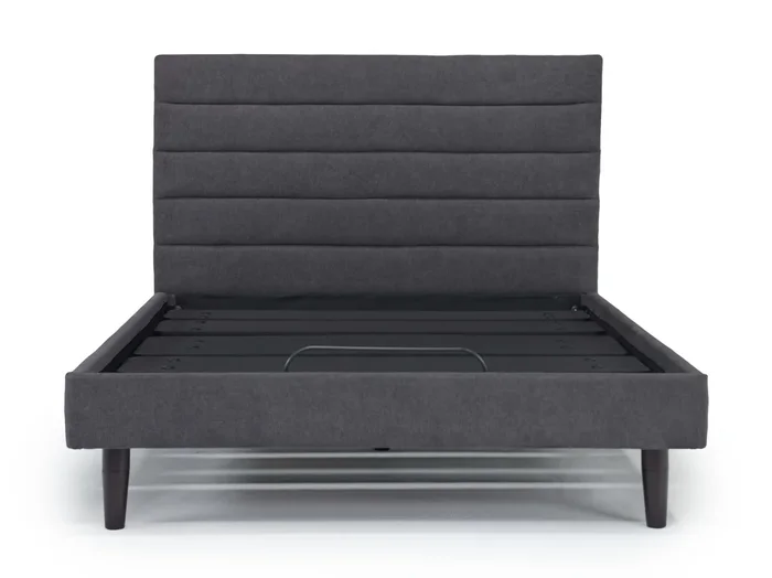 Vista Upholstered Adjustable Foundation Bed in Charcoal, Queen