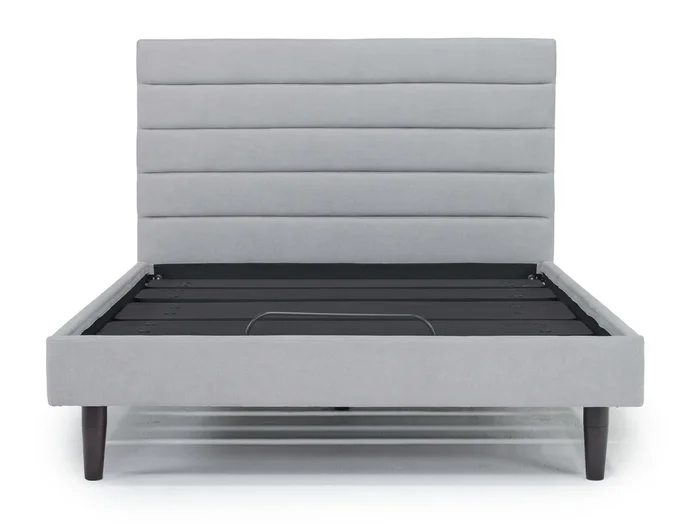 Vista Upholstered Adjustable Foundation Bed in Light Gray, Queen