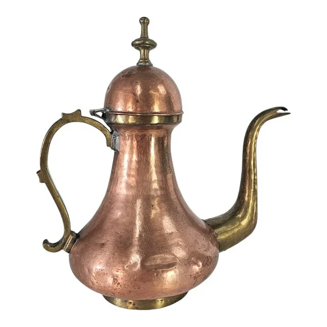 Vtg Hammered Brass Copper Dallah Omani Coffee Pot Islamic Arabic 13″