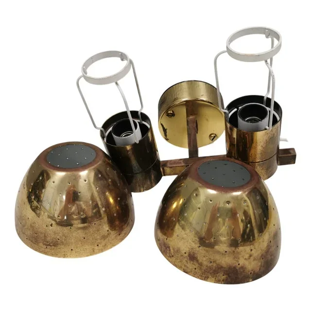 Wall Lamp Model V306/2 with Perforated Brass Shades by Hans Agne Jakobsson for Ab Markaryd Sweden, 1960s, Set of 2