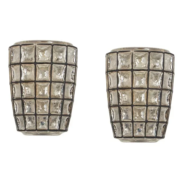 Wall Lights in Iron & Glass attributed to Limburg, Germany, 1960s, Set of 2