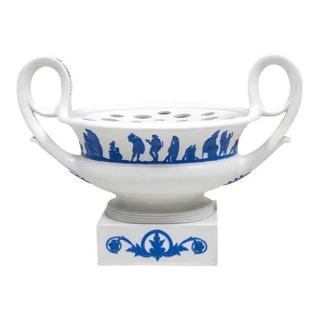 Wedgwood Porcelain White / Blue Centerpiece Bough Pots / Vase