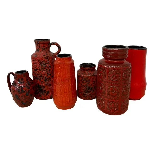 West German Ceramic Vases from Scheurich, 1970s, Set of 6