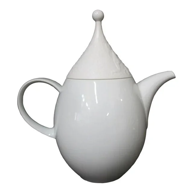 Whimsical Rosenthal Bjorn Wiinblad Magic Flute White Porcelain 9 1/2″ Coffee Pot