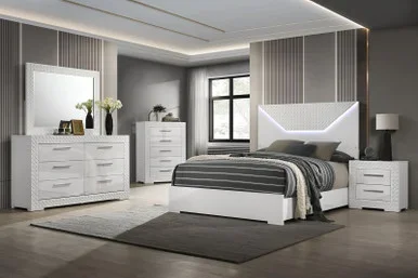 WHITBY Queen Bed, White / FM7216WH-Q-BED