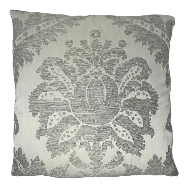 White & Gray Handcrafted Designer Throw Pillow Designer Fabric Down Filled
